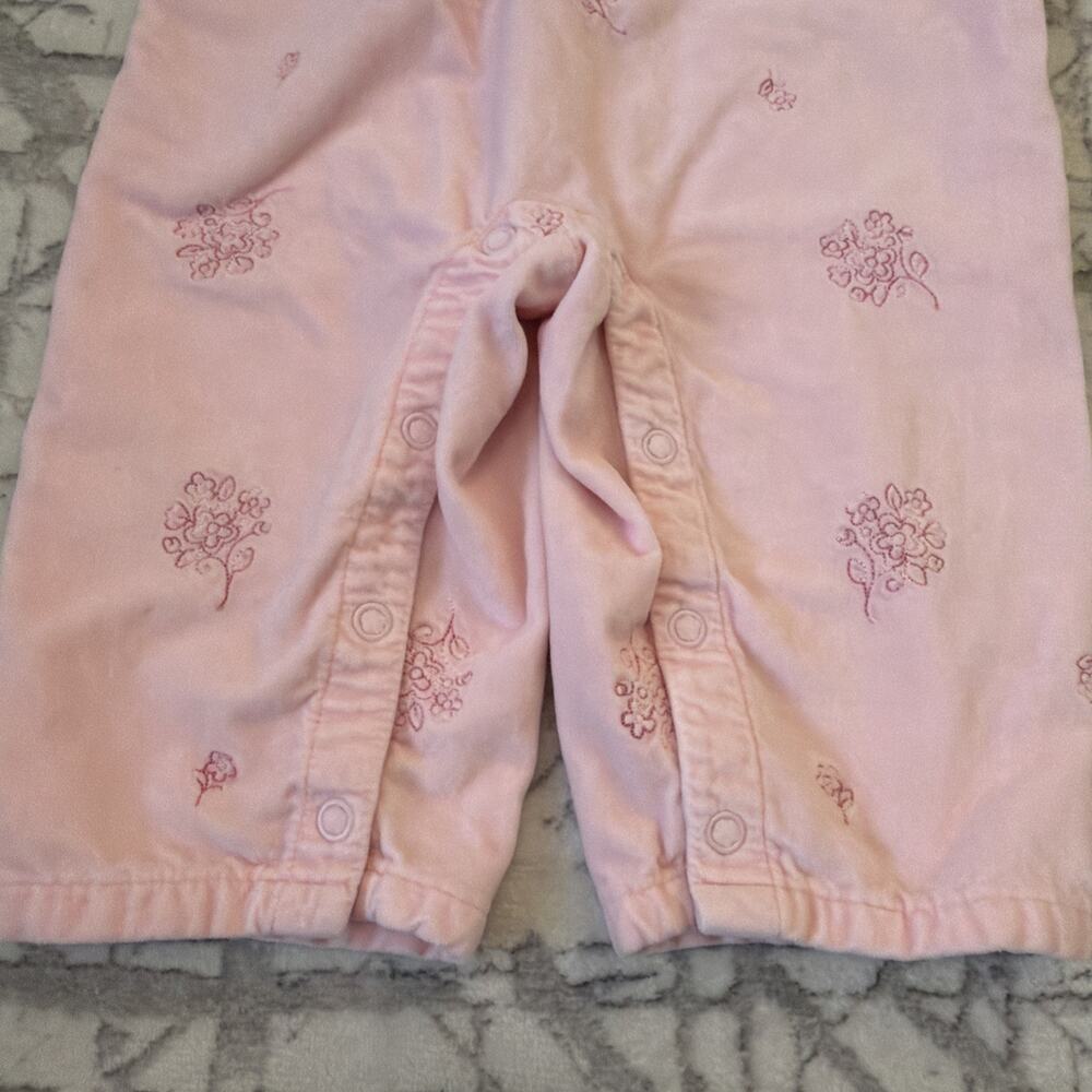 Sprockets Toddler Girls, Pink Velvet Jumpsuit‎ Embroidered Flowers 12 Months Vtg - Picture 6 of 9